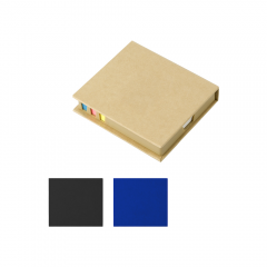 Sticky Notes and memo papers in a cardboard box.