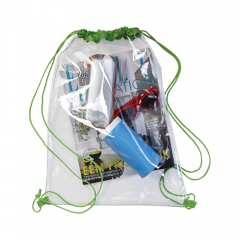 Clear Drawstring Cinch Bag with Color Trim