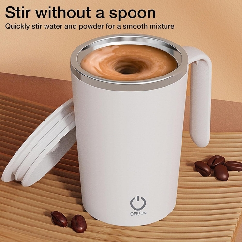 2024 new custom 380ml double wall vacuum coffee cup stainless steel insulated automatic self stirring magnetic coffee mug